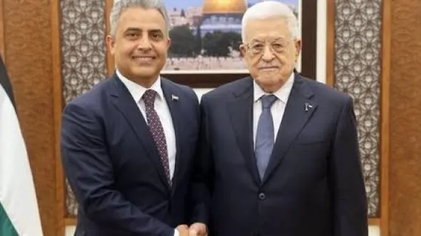 Egyptian ambassador to Ramallah presents credentials to Palestinian president — photograph supplied by Egypt Independent