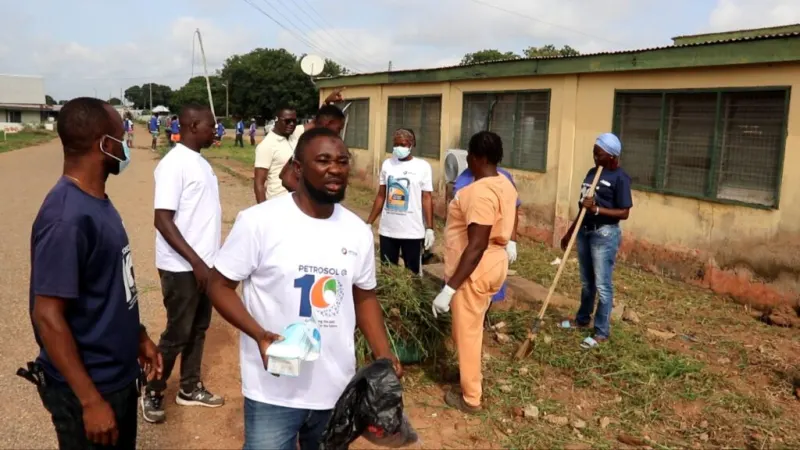 Petrosol cleans up Wa Municipal Hospital, to donate medical equipment — photograph supplied by MyJoyOnline