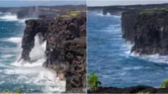 Hawaii's iconic 550-year-old Hōlei Sea Arch collapses — photograph supplied by BBC World