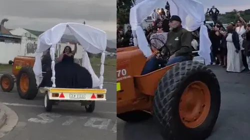 ‘Why be boring?’ Hawston matriculant swaps luxury car for R500 tractor entrance — photograph supplied by IOL (site feed)