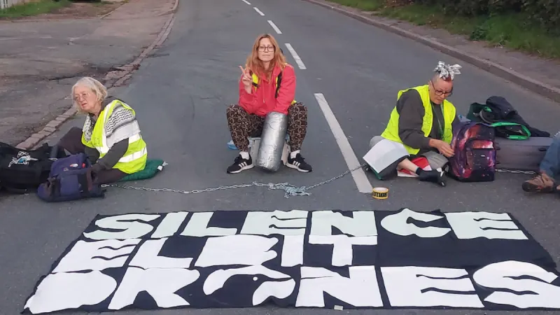 Protesters blockade Elbit Systems factory over Israel weapons supply — photograph supplied by Al Jazeera