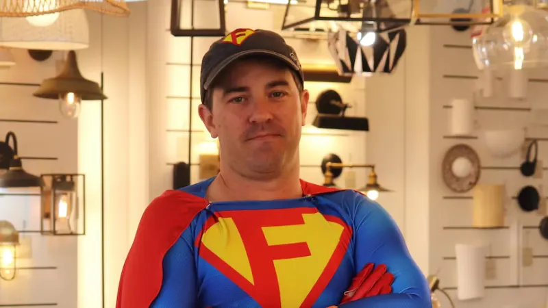 Salesman's 'superhero' branding triggers DC Comics trademark dispute — photograph supplied by ABC News Australia