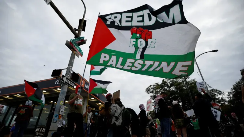 Pro-Palestine protesters demonstrate outside Ed Sheeran concert — photograph supplied by Al Jazeera
