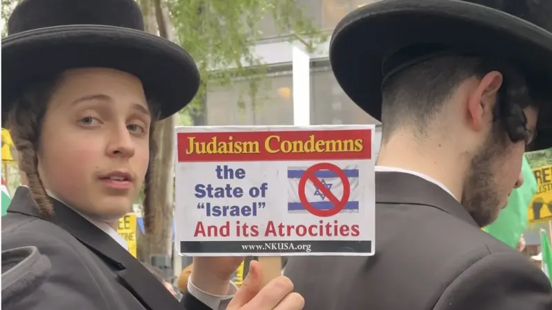 Jewish protestors join Free Palestine march to denounce Netanyahu — photograph supplied by Al Jazeera