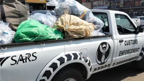 Counterfeit goods worth R9m seized in Marabastad — photograph supplied by eNCA