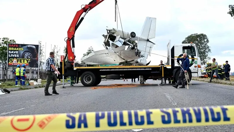 Light aircraft crashes in Midrand as secondary collision worsens traffic — photograph supplied by Cape Times / IOL Cape