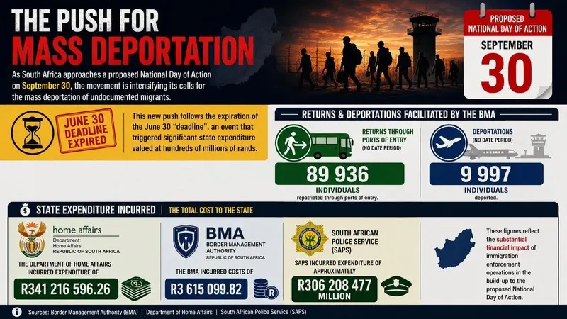 Government silent on policing and deportation costs for September 30 protests — photograph supplied by Cape Times / IOL Cape