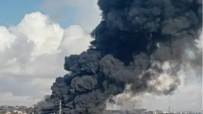 Fire at North Industrial Area triggers power outage in parts of Accra — photograph supplied by MyJoyOnline