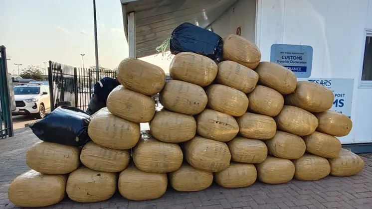 Police seize R1.5m dagga haul, two arrested — photograph supplied by SABC News