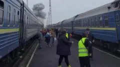 Russia hits Ukrainian train shortly after Boris Johnson and top European officials leave station — photograph supplied by BBC World