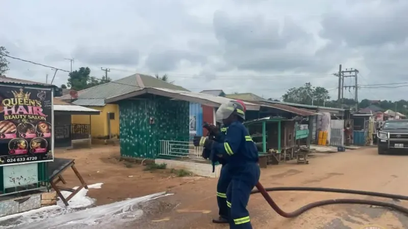 GNFS removes large bee swarm from metal container at Suhum-Okorase — photograph supplied by MyJoyOnline