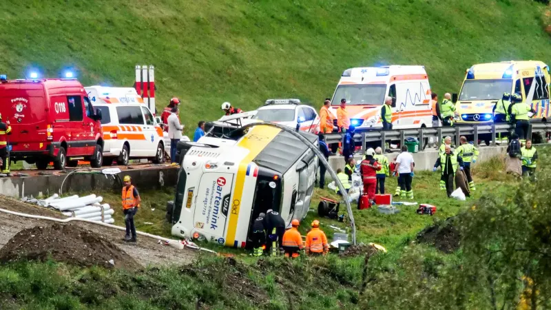 Several killed and injured in Swiss Alps coach crash — photograph supplied by Sky News Home