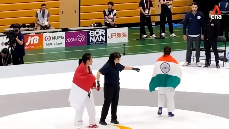 Indian MMA fighter refuses handshake after Asian Games ‘defeat’ — photograph supplied by Al Jazeera