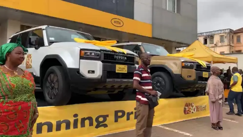 MTN@30: Three customers drive away brand-new Land Cruiser Prado in Kumasi — photograph supplied by MyJoyOnline
