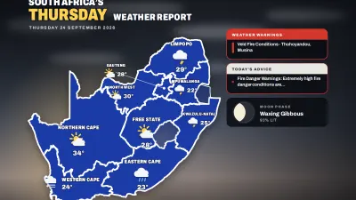 Here is today’s weather by province: Veld fire conditions warning for Thohoyandou and Musina — SAPeople