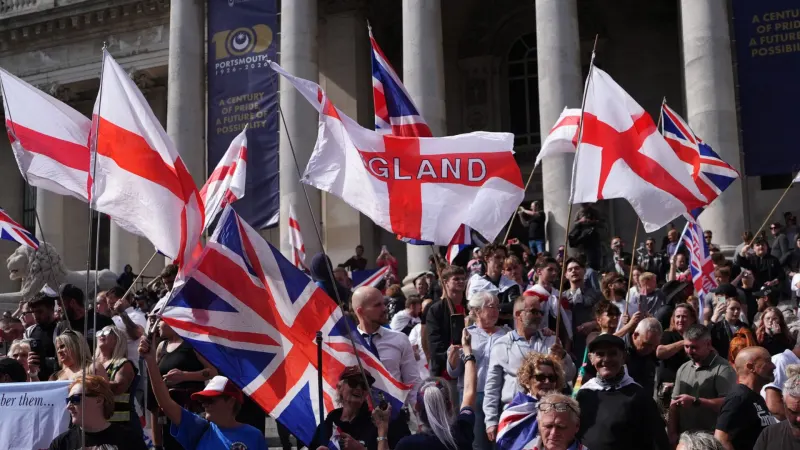 Anti-migrant demonstrators 'chase down' counter-protesters after Portsmouth march — photograph supplied by Sky News Home