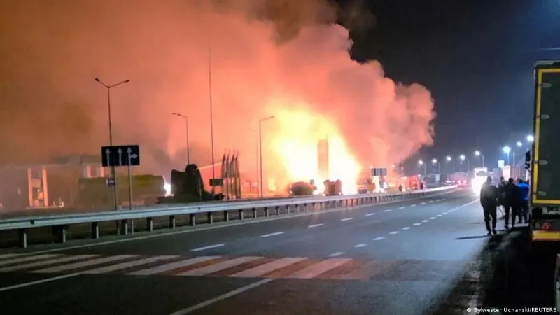 Ukraine, Poland say Russia hit Warsaw-bound passenger train — photograph supplied by Deutsche Welle