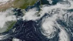 Watch: Timelapse shows typhoon barrelling towards Japan — BBC World