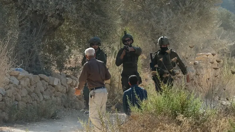 Israeli settlers attack farmers in West Bank pogrom, soldiers hit reporters — photograph supplied by Al Jazeera