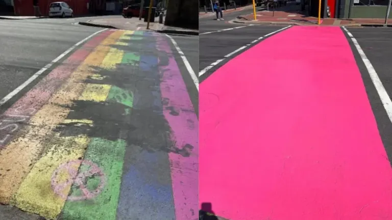 Rainbow pedestrian crossing triggers “Christians” — photograph supplied by Daily Friend