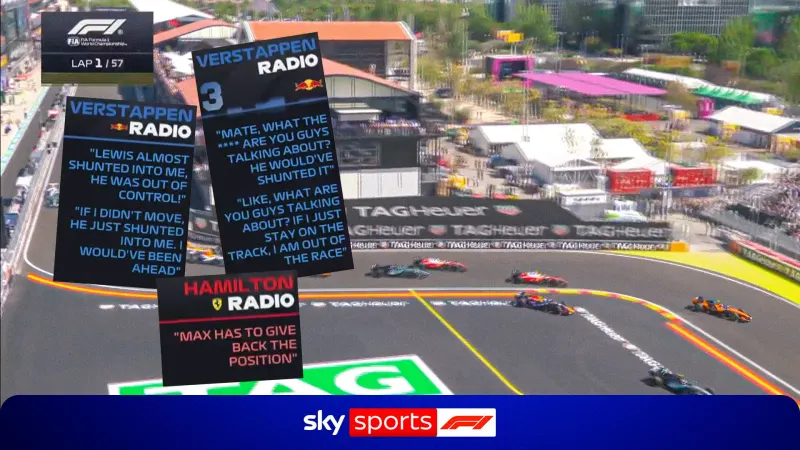 'What the **** are you on about?!' - Max FUMES at Lewis after being forced off track — photograph supplied by Sky Sports
