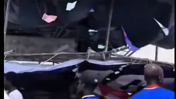 Billboard collapses at NPP delegates conference, 4 vehicles damaged — MyJoyOnline