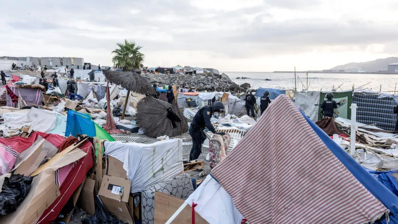 Spanish police clear migrant camp on Ceuta beach before royal visit — photograph supplied by Sunday World